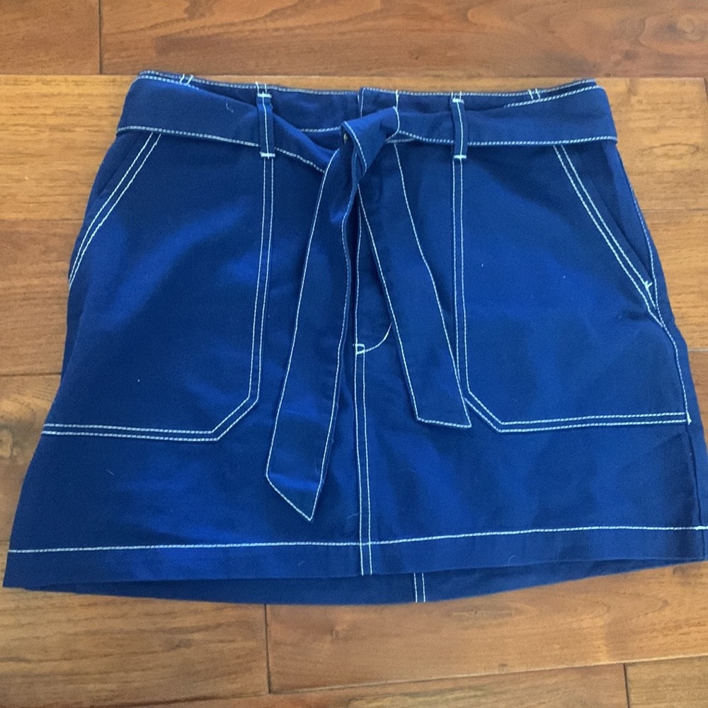 Wild Fable Skirt Size 10 NEW Royal Blue Top Stitch Belted Mini Pockets 🆕